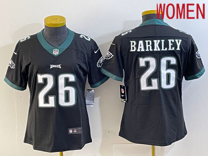 Women Philadelphia Eagles #26 Barkley Black New Nike Vapor Untouchable Limited NFL Jersey->->Women Jersey